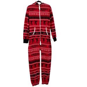 Fireball Whisky Pajamas All Over Print Hooded Novelty One Piece Men’s Medium